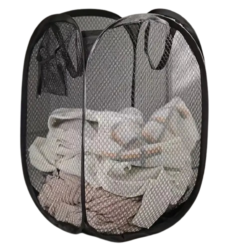 Foldable Mesh Laundry Basket — Large Capacity Storage