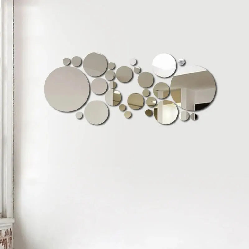 3D Acrylic Mirror Wall Stickers — Minimal Reflective Decor Set (26pcs)