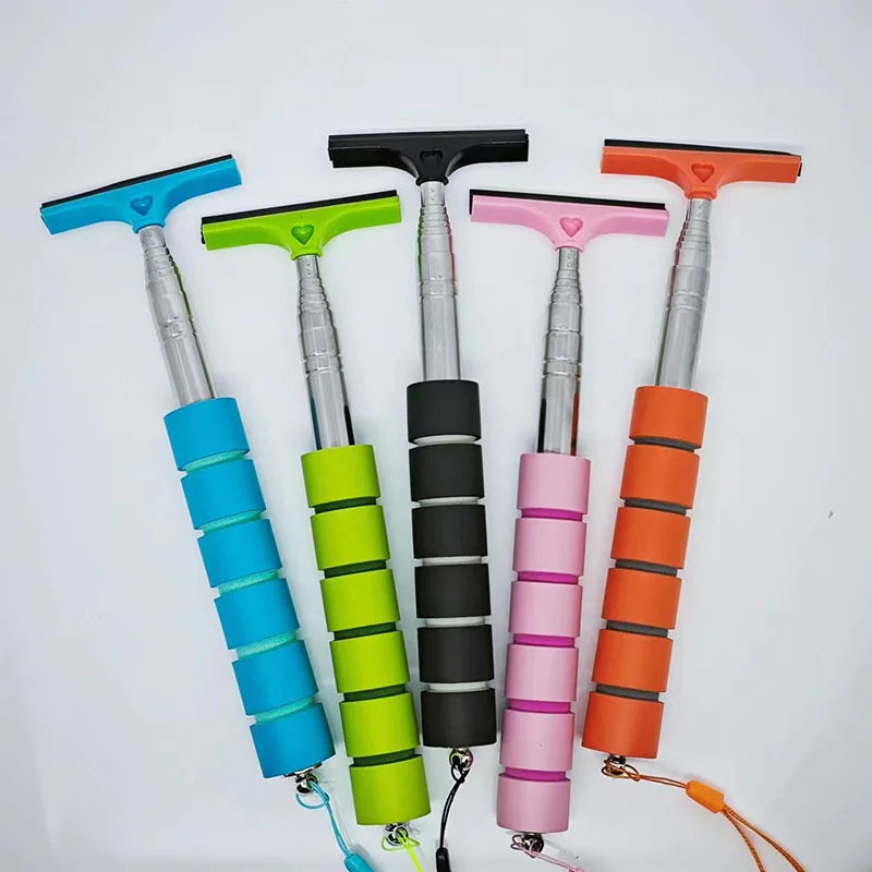 Telescopic Car Mirror Cleaning Tool — Anti-Fog Wiper Brush