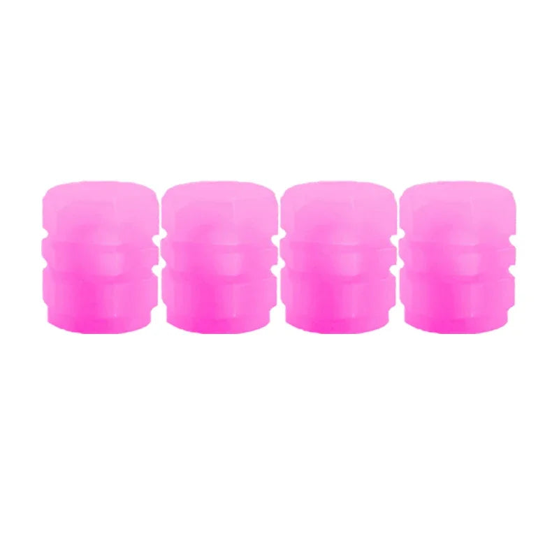 Luminous Tire Valve Caps — Fluorescent Wheel Accent Set