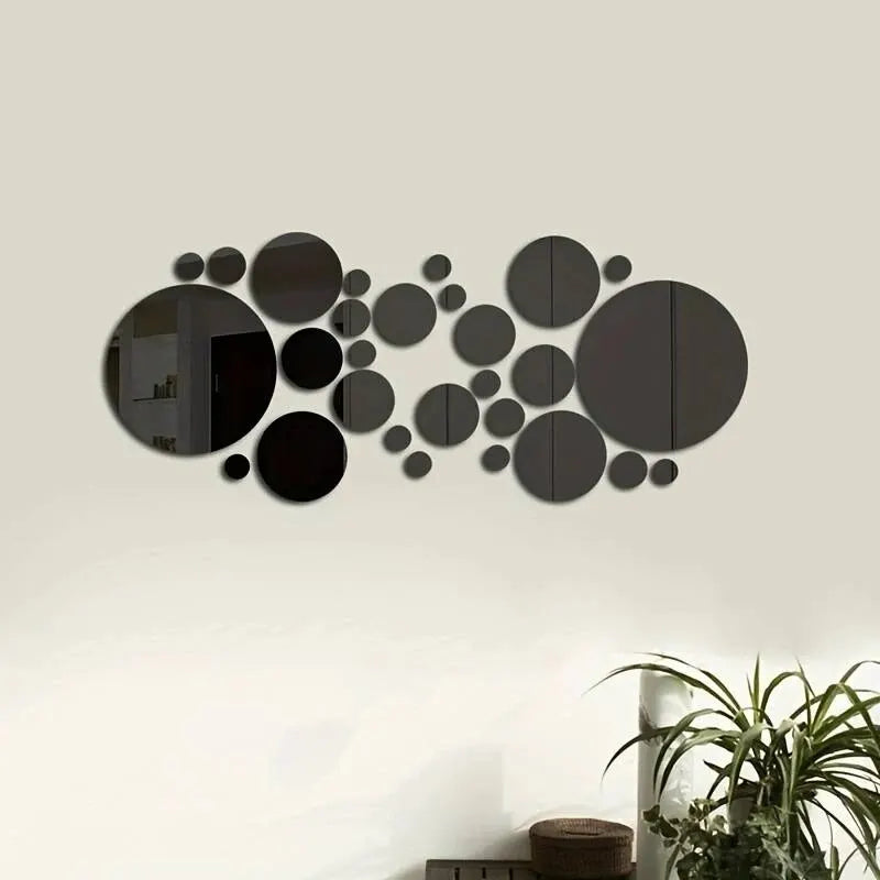 3D Acrylic Mirror Wall Stickers — Minimal Reflective Decor Set (26pcs)