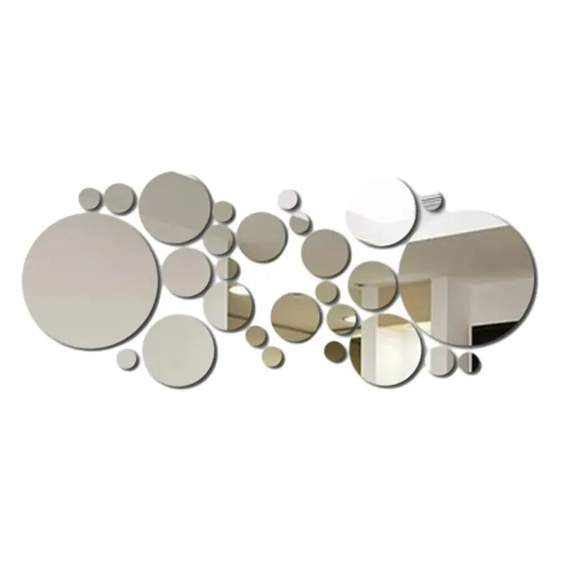 3D Acrylic Mirror Wall Stickers — Minimal Reflective Decor Set (26pcs)
