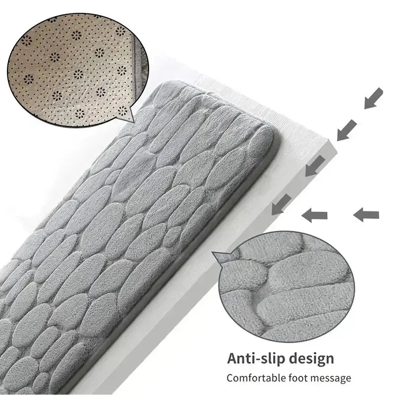 Pebble Texture Memory Foam Mat — Anti-Slip Comfort Rug